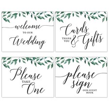 Unframed Wedding Party Signs 8.5x11inch Greenery Green Leaves Welcome To Our Wed