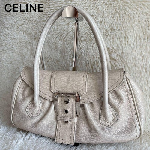 CELINE Celine Chouquette Leather Handbag White Women's Pre-owned From Japan