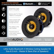 Lithe Audio 6.5" Wireless Bluetooth Ceiling Speakers Active APTX Pair 03201