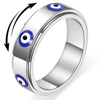 Evil Eye Fidget Ring for - 18K Gold Plated Stainless Steel Spinner Rings for ...