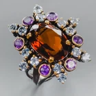 Jewelry Handmade Natural Cognac Quartz Ring 925 Sterling Silver Size 8 /R437477