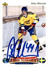 Jonas Hoglund 1992-93 Upper Deck Auto RC #222 A Sweden