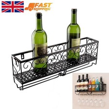 Metal Wall Mounted Wine Glass Rack Shelf Bar Drink Bottle Storage Display Holder