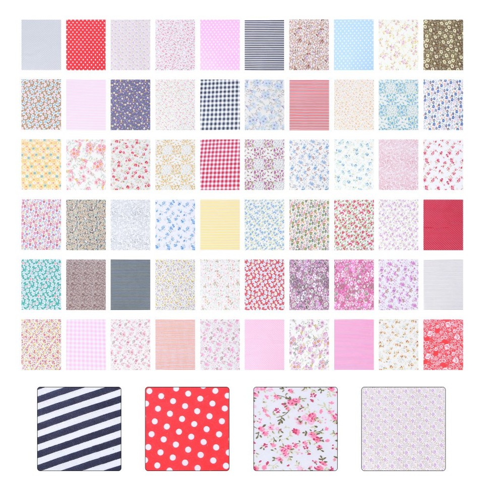 40 tessuti in cotone colorato per patchwork, motivo floreale, rotolo da 6,5 x 50 cm, per trapuntatura fai da te e fai da te