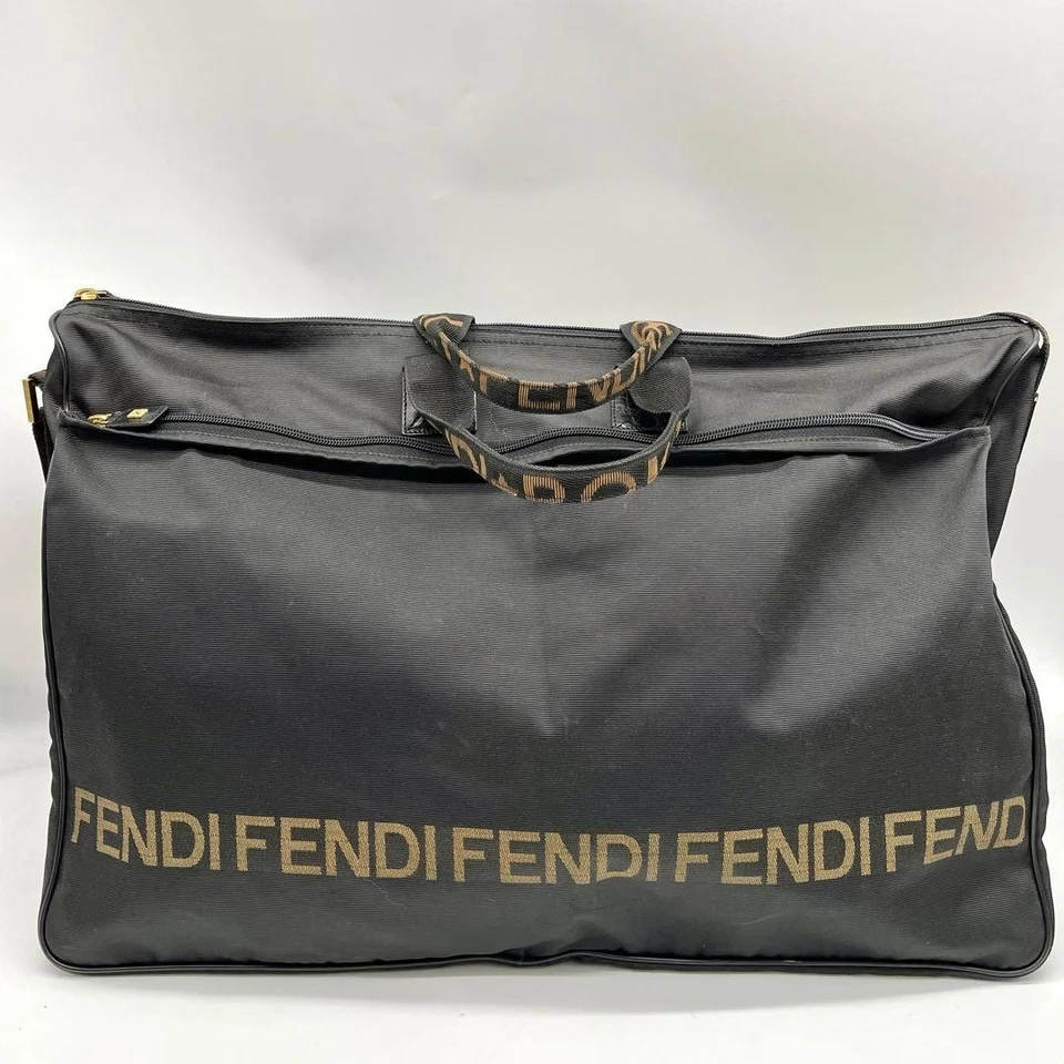 Auténtico Bolso de Mano Boston de 2 Vías Logo Fendi Line Bolso de Hombro Nylon Negro 2Y1818 Foto 2 de 4