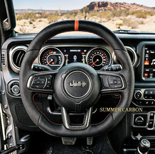 Full Genuine Leather Steering Wheel For Jeep Wrangler Jl Jt 18-25 Wheated