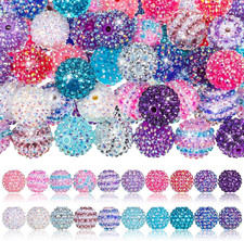 40 Pcs 20 mm Rhinestone Beads Bulk Crystal Round Disco Ball Chunky Bubblegum Bea