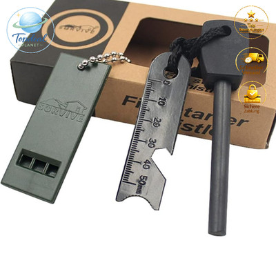Feuerstahl XXL 7in1 Set Outdoor Survival Zündungen Feuerstarter Zubehör Camping