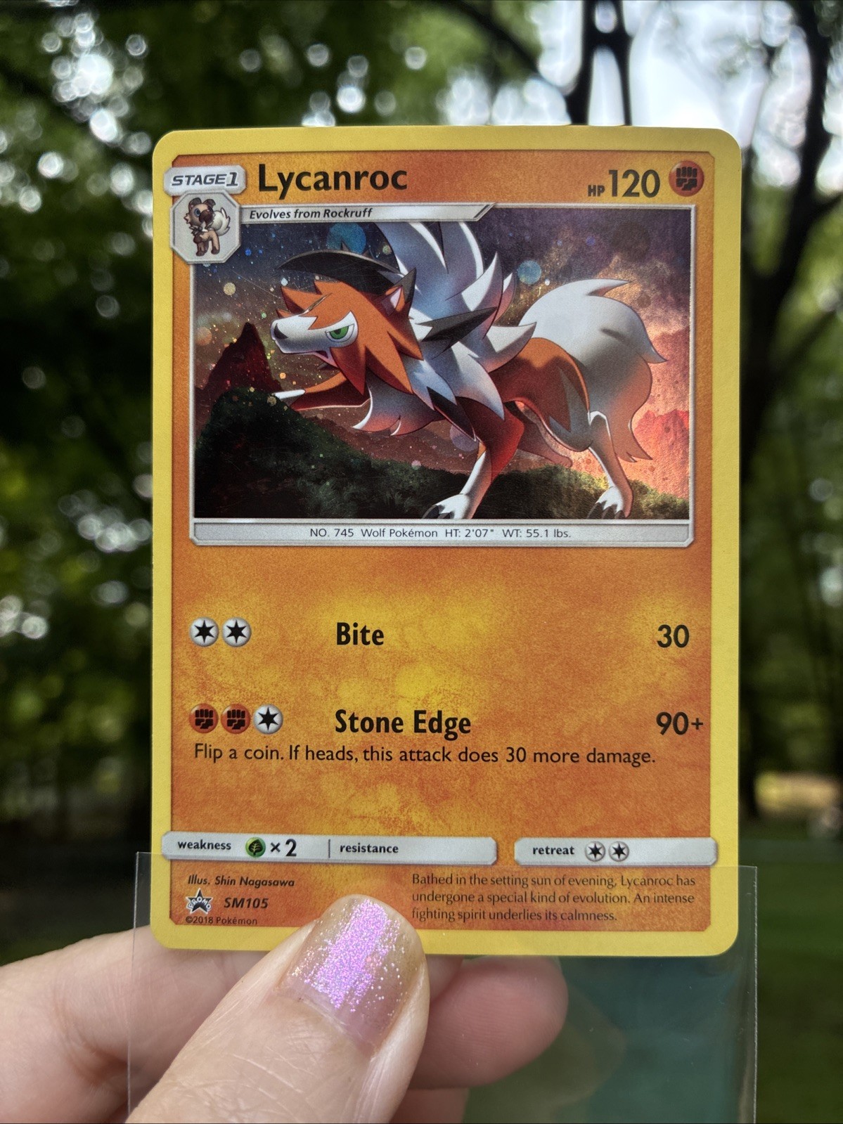 Pokemon Lycanroc SM105 Holo Black Star Promo NM Sun & Moon Pokemon Card