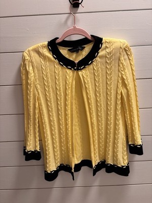 Ming Wang Women's Yellow And Black Cardigan