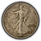 1917 50c Walking Liberty Silver Half Dollar - PQ Original AU - SKU-H3892
