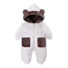 Winter Autumn Thick and Warm Baby Jacket Bodysuit with Velvet Warm Hat