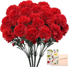 28 Large Blooms Artificial Carnations Bulk with 28 Mini Blooms, Red Carnations A