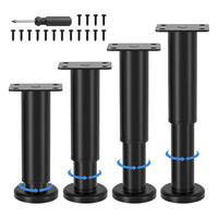 Verstellbare MöBelfüßE 4 StüCk HöHenverstellbar 12,0-18,0 Cm Schwarz Metall