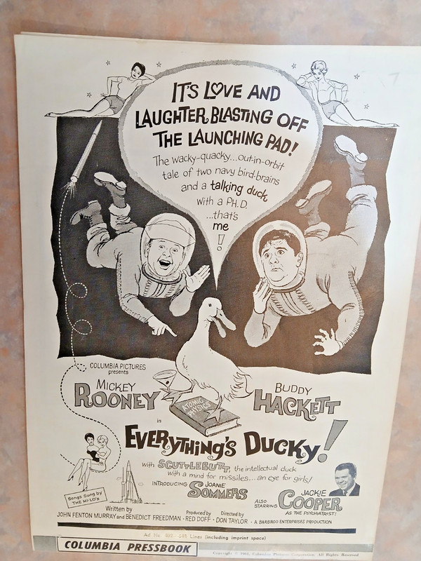1961 EVERYTHING'S DUCKY  W/ MICKEY ROONEY & BUDDY HACKETT - COMEDY PRESSBOOK
