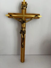Vintage INRI Corpus Crucifix Christ on Wood Cross 9” Jesus