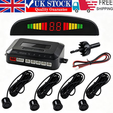 4x Black Parking Sensors Car Auto Reverse Backup Rear Radar LED Alert System Kit