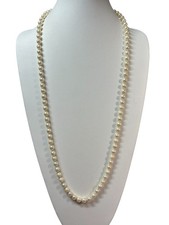 Vintage Cultured Pearls Long Necklace 34 Cream White Strand