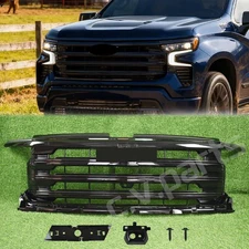 For 2022-2024 Chevy Silverado 1500 Glossy Black High Country Style Hood Grille
