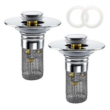 Bathroom Sink Drain Strainer, Pop-up Sink Drain Strainer with Removable Strai...
