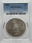1884 Morgan Silver Dollar 1$ PCGS MS64 Philadelphia Mint