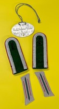 WW2 German officer collar tab shoulder board set strap artillery dog tag ID disc