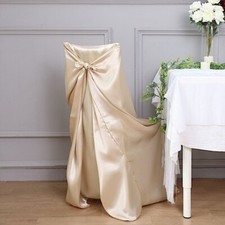 6 Beige SATIN UNIVERSAL CHAIR COVER for Wedding Banquet Reception Decorations