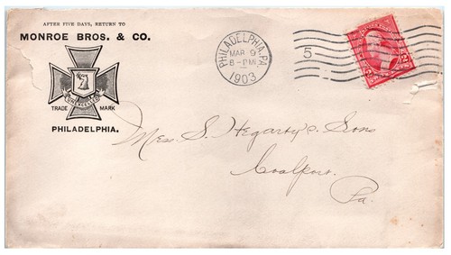 1903 Radcliffe Schuhe Agent Monroe Bros. of Philadelphia Werbehülle A3 - Bild 2 von 2