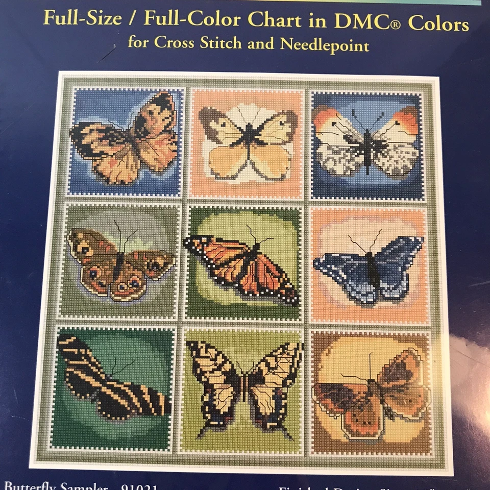 Carta de colores perfecta punto de cruz muestra de mariposa 91021 1999 tamaño completo Foto 2 de 4