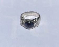 Wow Women s Sterling Silver Round Blue Lapis Lazuli Ring Size 7 Cabochon