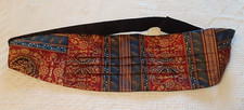 NWOT Carrot  Gibbs Silk Cummerbund Red Navy Gold Pleats Adjustable Made in USA