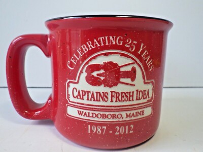Captains Fresh Idea Waldoboro Maine Celebrating 25 Years Collectable Mug Red