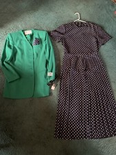 Kasper for A.S.L. 4 piece ensemble jacket; shirt; pleated long skirt and hankie