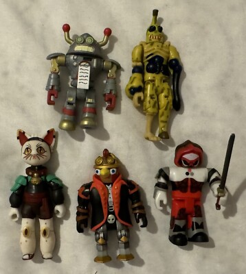 Lot Of 5 Roblox 2  Mini Action Figures: Gatito Bad  Banana Brain Bot Aqualotl +