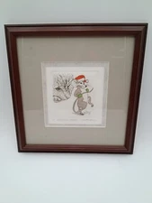 MARTHA HINSON "CHRISTMOUSE WATCH" LIMITED EDITION SIGNED ETCHING FRAMED 13"x13"