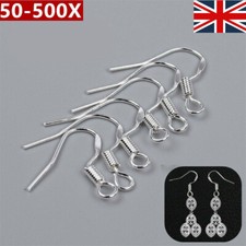 500Pcs 925 Sterling Silver DIY Earring Hooks Ball Jewelry Accessory Ear Wire UK