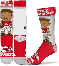 NEW! Patrick Mahomes Player KC Chiefs NFL Men's Large Crew socks Fits 10-13 MVP