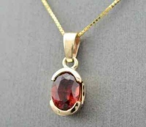 Authentic Garnet 2.00Ct Oval Cut Lab Created Solitaire Pendant 14K Yellow Gold Plated
