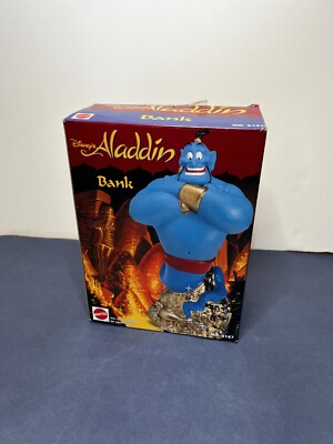 Mattel Disney ALADDIN Genie Coin Bank, Vintage 1993 New in Box, Unopened 