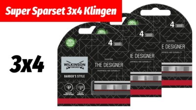   12x Wilkinson Barber's Style Designer 3x4 Rasierklingen / Neu / OVP  