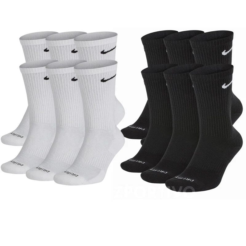 Nike Dri-Fit Everyday Plus Cushioned Training Socks 1,2,3 or 6 Pair White  /Black