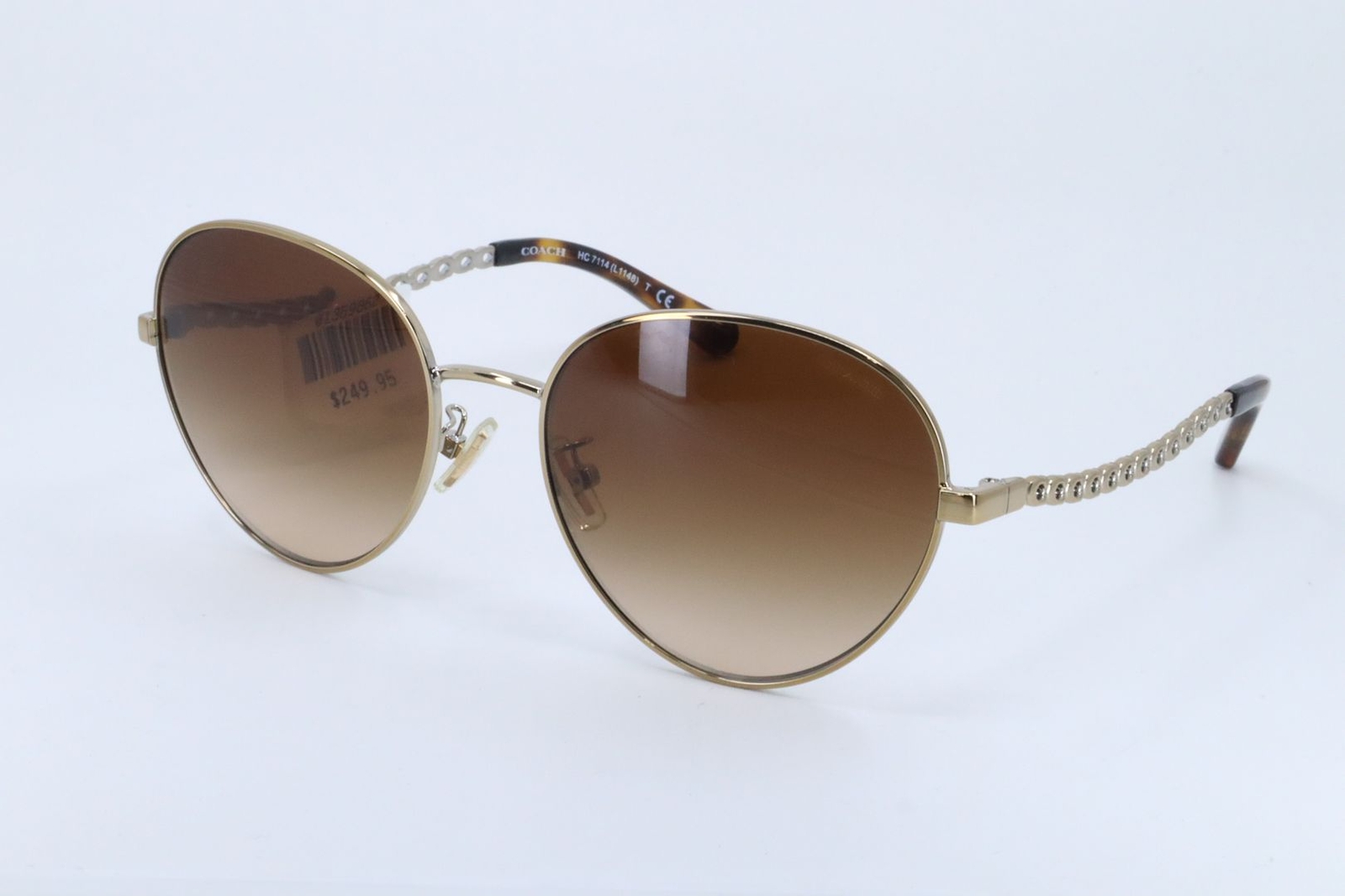 Coach HC7114 Light Gold Aviator Unisex Full Rim 56-18-140 Sunglasses