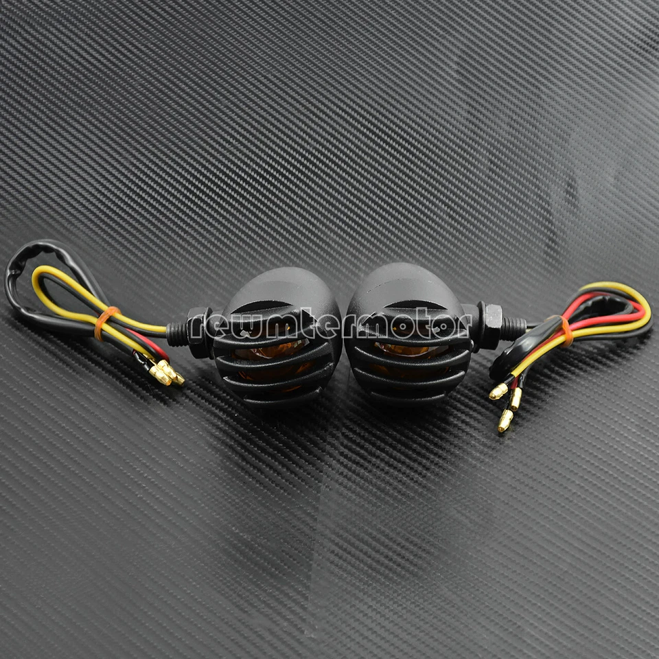 2X Lámpara indicadora de señal de giro de freno de cola de bala de parrilla ámbar apta para Harley XL883 Foto 2 de 4