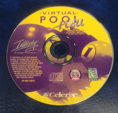 1999 Interplay Virtual Pool Hall Vintage Software on CD