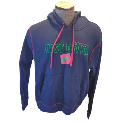 NIKE Just Do It Hoodie Men's Small 21×24 Obsidian Fleece Pullover Long Sleeve