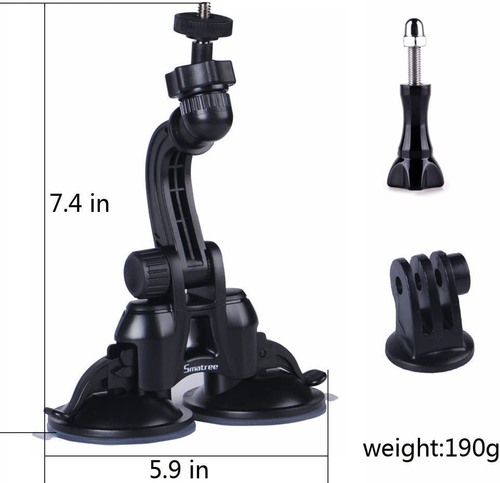 Supporto Doppia Ventosa, Supporto Auto Compatibile per G*Pro 13/12/11/10/9/8/7/Max/6 - Foto 3 di 12