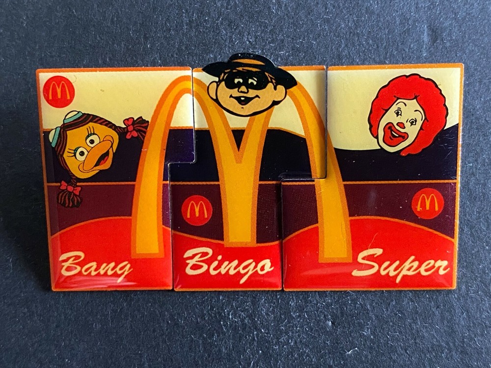 Vintage McDonald's 3 puzzle Pins - Bang Bingo Super - Tie Tack Hat Lapel Pins