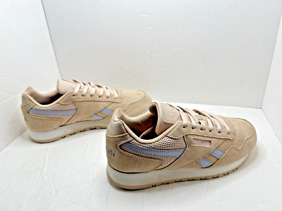 Reebok Women s Suede Running Shoes Sneakers Beige/Pink/Blue Size 7.5 DV8914