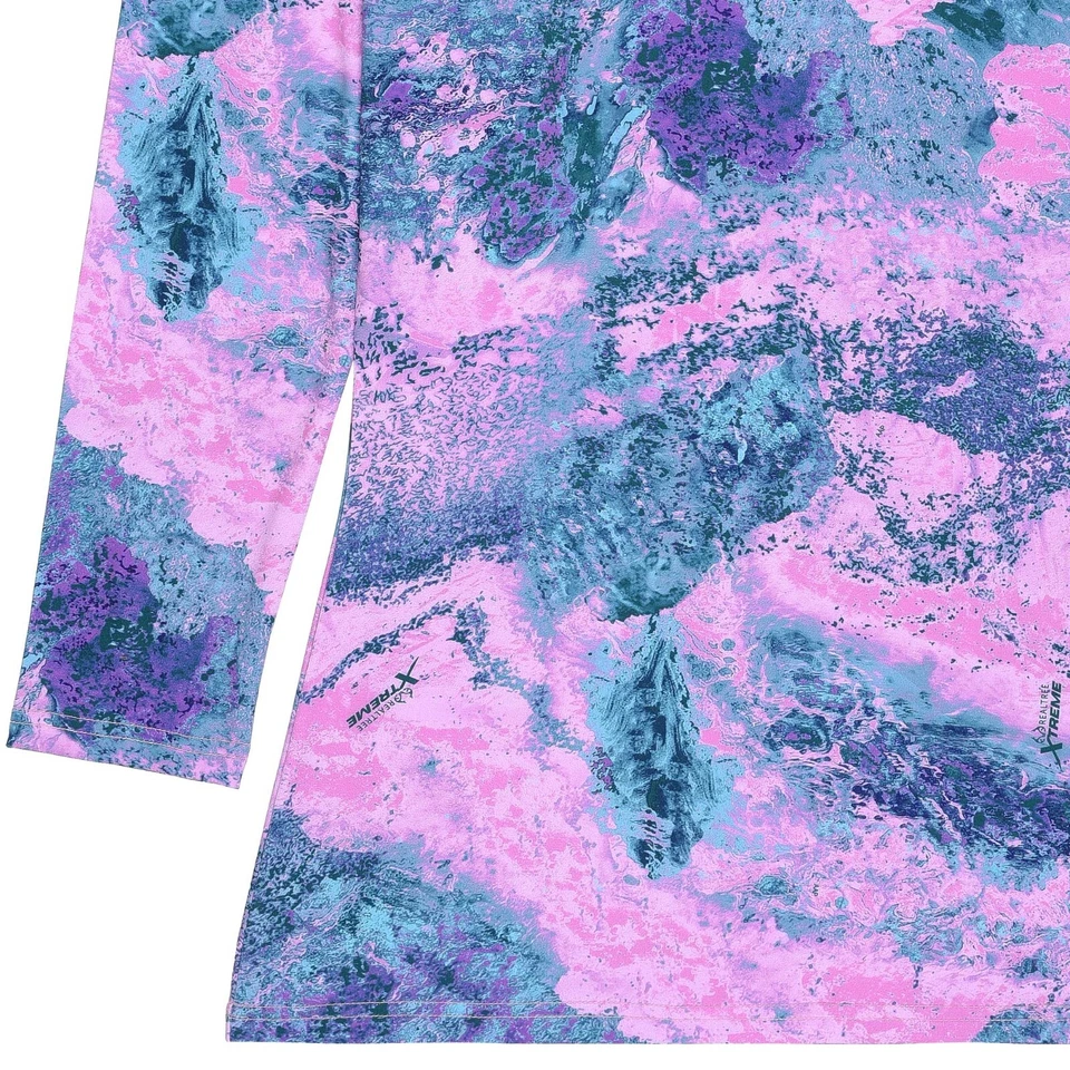Realtree Xtreme Camo Women Fishing Shirts Long Sleeve Lavender Pink Crewneck Tee - Image 3 of 4