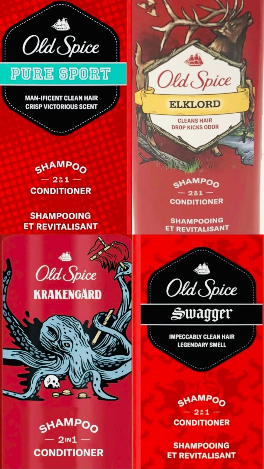 Old Spice 2 in 1 Shampoo and Conditioner Assorted Scents(MAY VARY)3 Pk
